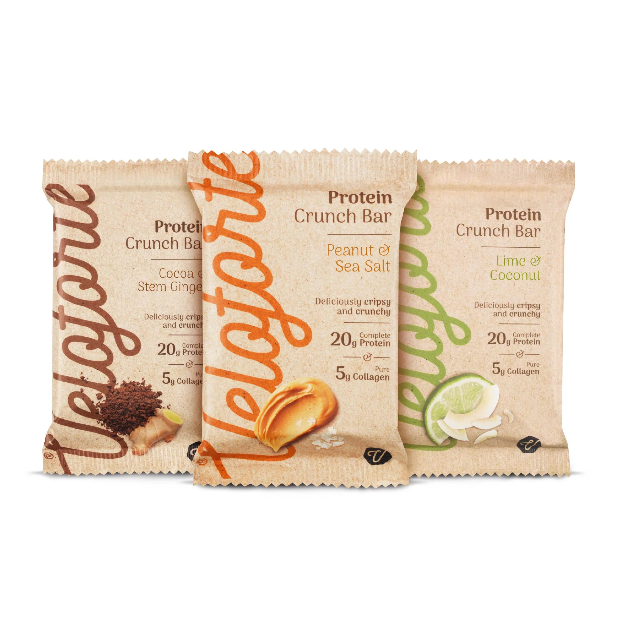Veloforte Cocoa & Stem Ginger High Protein and Collagen Crunch Bar